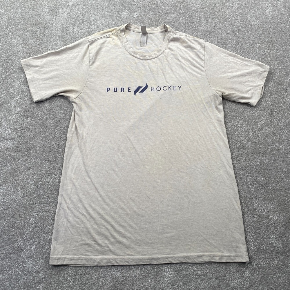 Pure Hockey Classic Fit Crew Neck T-Shirt Men's Size M Beige Short Sleeves